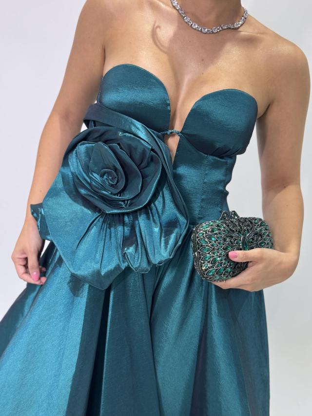 Vestido Raia Verde Petróleo