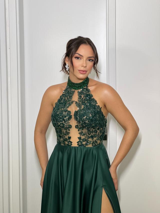 Vestido Romênia Verde Esmeralda