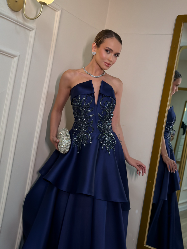 Vestido Helena azul marinho