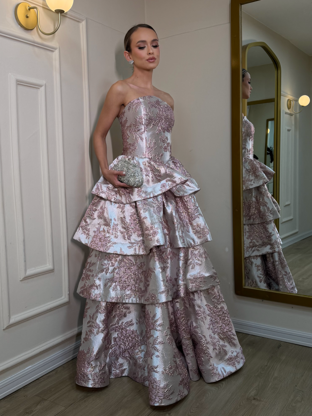 Vestido Luma Jacquard/Brocado rosê