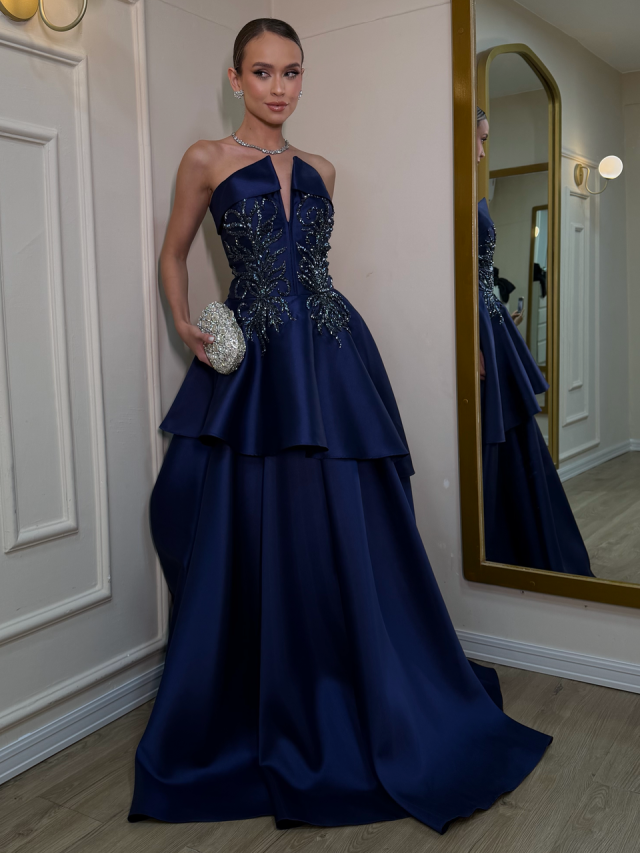 Vestido Helena azul marinho