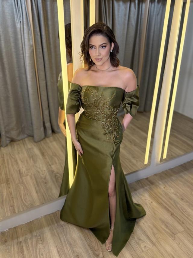 Vestido Brunei Verde Oliva Escuro 