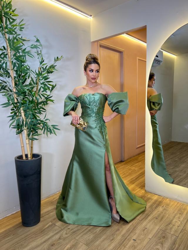 Vestido Brunei Verde Oliva Claro
